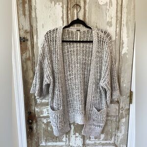 Free People Oatmeal Gray Open-Knit Cardigan - Pockets! Size M